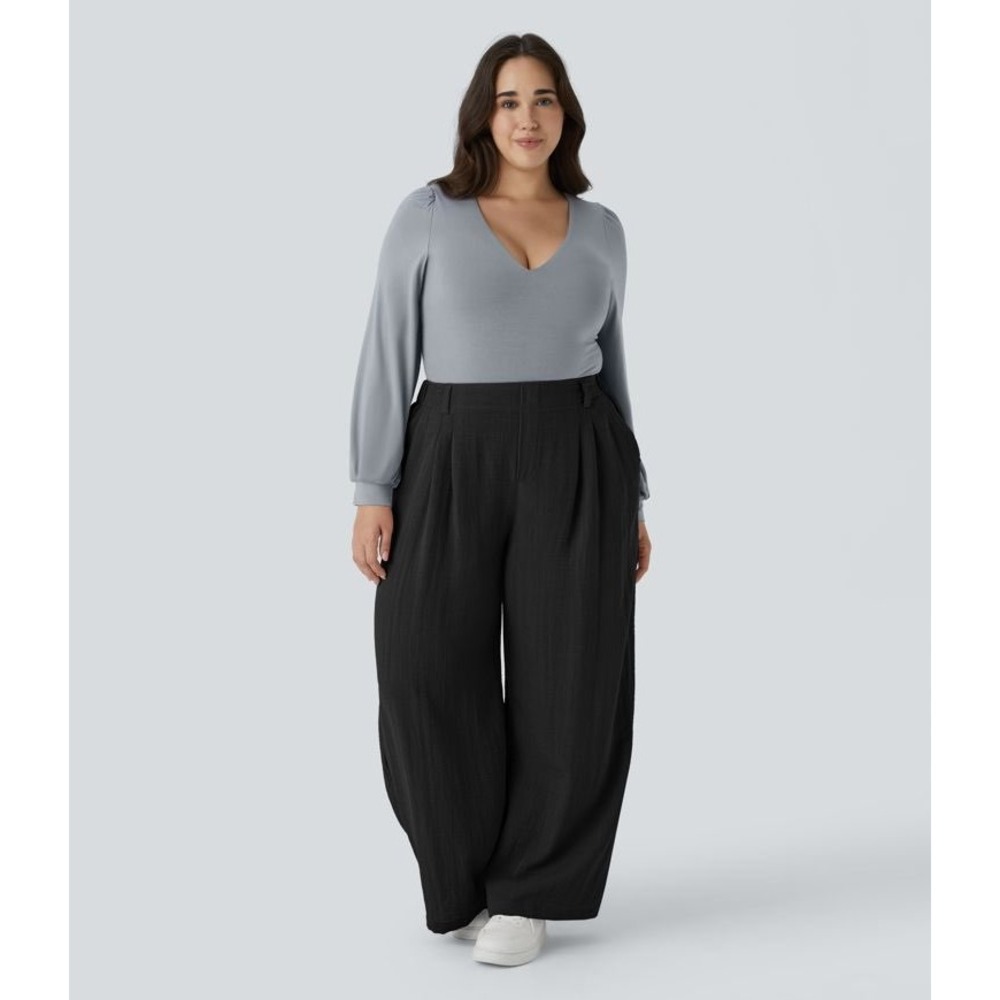 NWT Halara High Waisted Wide Leg Palazzo Pants Black Large
